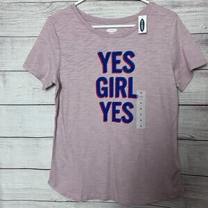 Old Navy Yes Girl Yes Womens Graphic Short Sleeve Tee Sz S